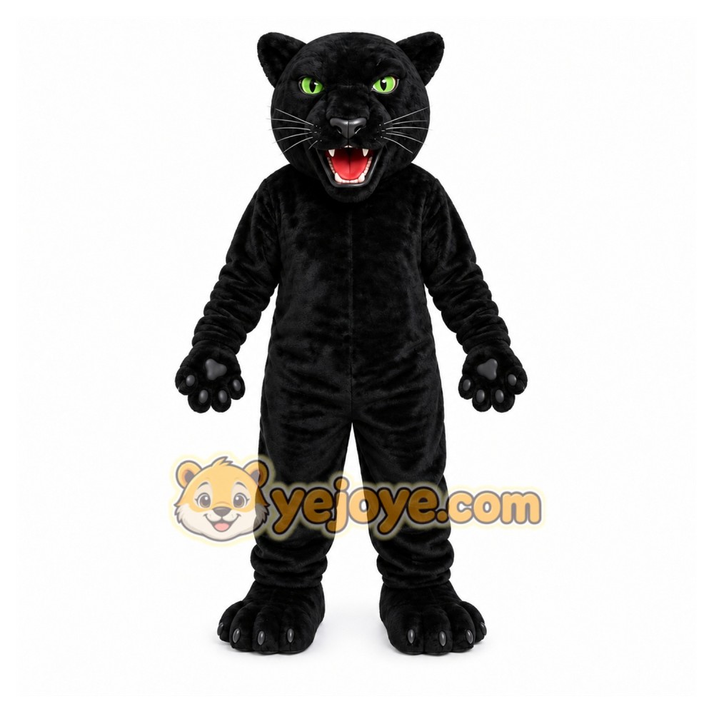 Black Panther Mascot Costume with Custom Logo Black Panther Mascot Costume with Custom Logo