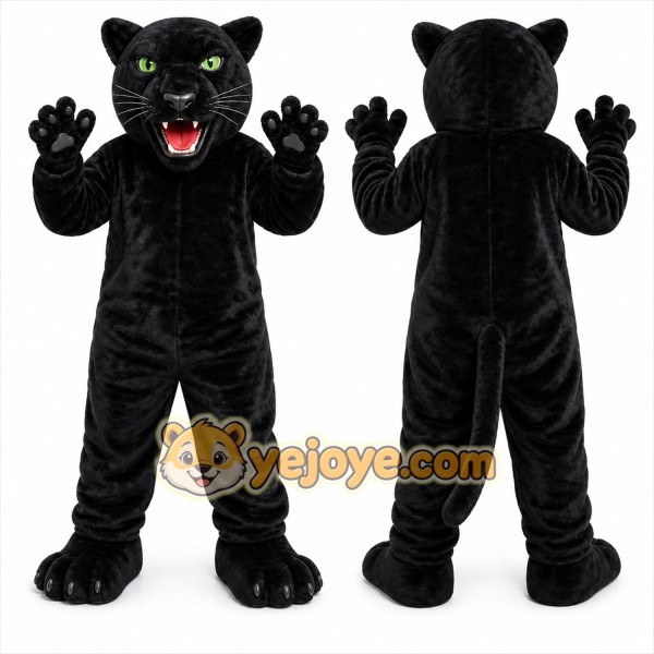 Black Panther Mascot Costume with Custom Logo
