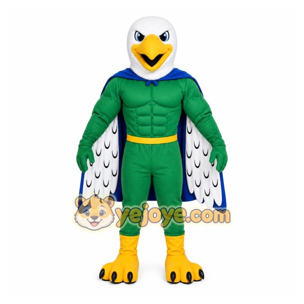 Green Eagle Mascot Costume with Custom Logo
