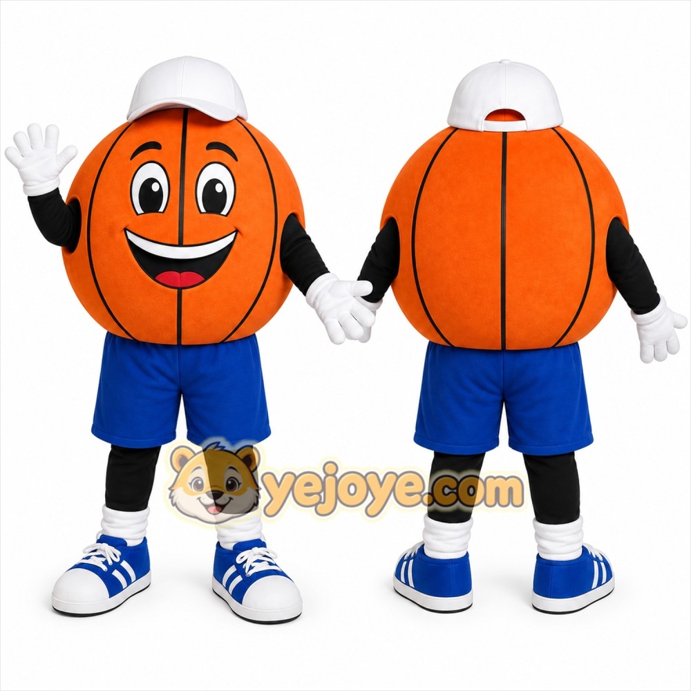 Orange Basketball Mascot Costume with Custom Logo Orange Basketball Mascot Costume with Custom Logo