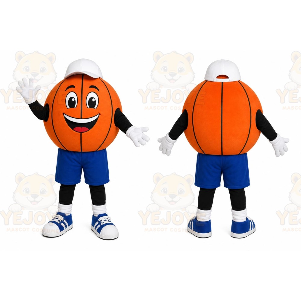 Orange Basketball Mascot Costume with Custom Logo