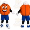 Orange Basketball Mascot Costume with Custom Logo
