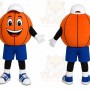 Orange Basketball Mascot Costume with Custom Logo