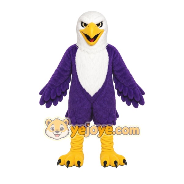 Purple Eagle Mascot Costume with Custom Logo