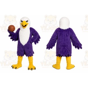 Purple Eagle Mascot Costume with Custom Logo
