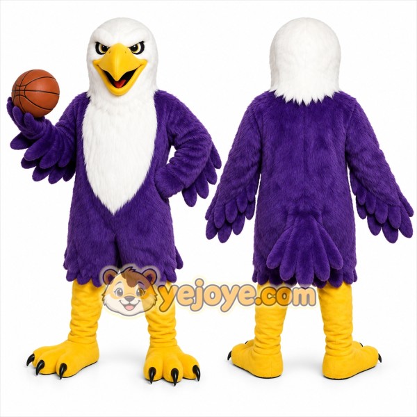 Purple Eagle Mascot Costume with Custom Logo