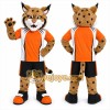 Orange Wildcat Mascot Costume with Custom Logo Orange Wildcat Mascot Costume with Custom Logo