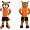 Orange Cougar Mascot Costume with Custom Logo