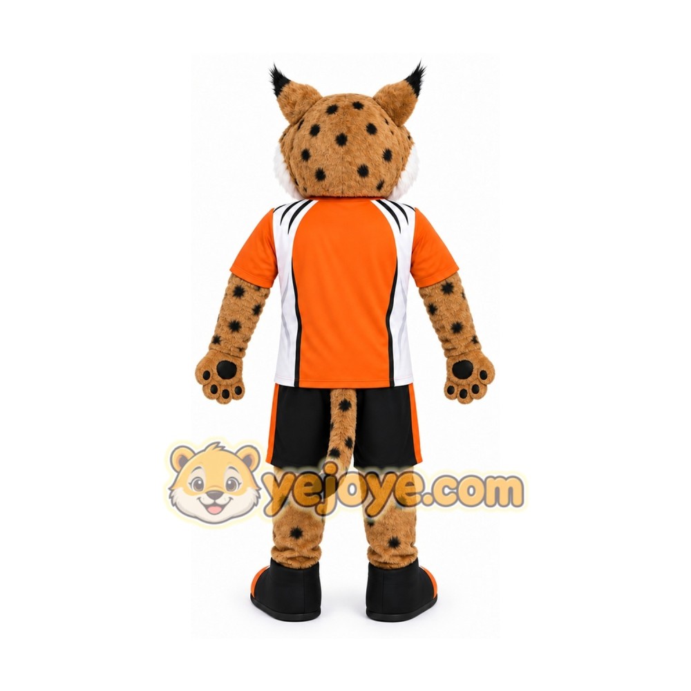 Orange Wildcat Mascot Costume with Custom Logo Orange Wildcat Mascot Costume with Custom Logo
