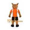 Orange Wildcat Mascot Costume with Custom Logo Orange Wildcat Mascot Costume with Custom Logo
