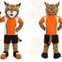 Orange Cougar Mascot Costume with Custom Logo