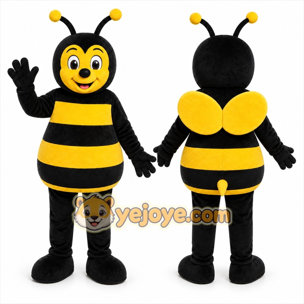 Black Bee Mascot Costume with Custom Logo Black Bee Mascot Costume with Custom Logo