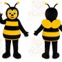 Black Bee Mascot Costume with Custom Logo