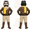 Brown Aviator Mascot Costume with Custom Logo