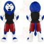 Blue Lion Mascot Costume with Custom Logo