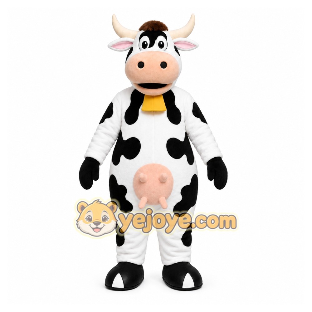 White Cow Mascot Costume with Custom Logo White Cow Mascot Costume with Custom Logo