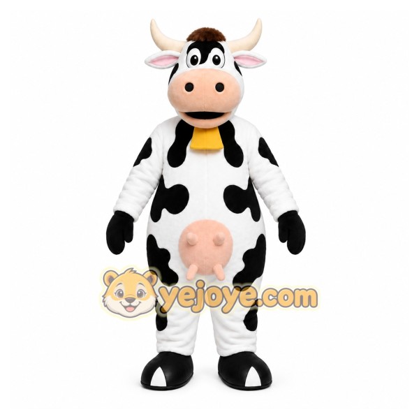 White Cow Mascot Costume with Custom Logo White Cow Mascot Costume with Custom Logo