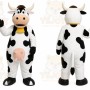 White Cow Mascot Costume with Custom Logo