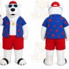 White Bear Mascot Costume with Custom Logo