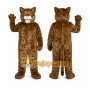 Brown Cougar Mascot Costume with Custom Logo