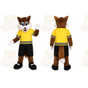 Brown Fox Mascot Costume with Custom Logo