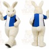 White Rabbit Mascot Costume with Custom Logo