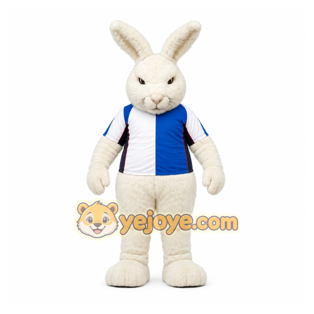 White Rabbit Mascot Costume with Custom Logo White Rabbit Mascot Costume with Custom Logo
