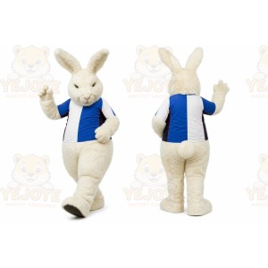 White Rabbit Mascot Costume with Custom Logo