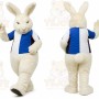White Rabbit Mascot Costume with Custom Logo