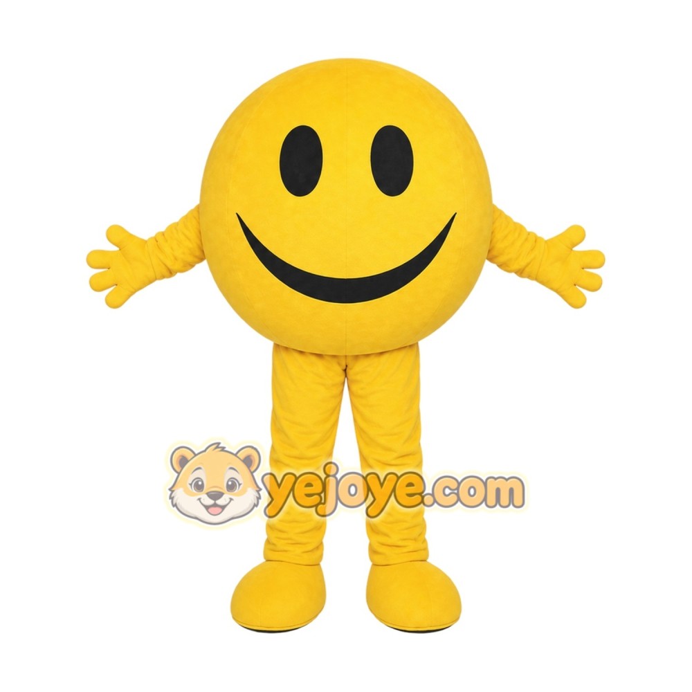 Yellow Smiley Mascot Costume with Custom Logo Yellow Smiley Mascot Costume with Custom Logo