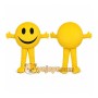 Yellow Smiley Mascot Costume with Custom Logo
