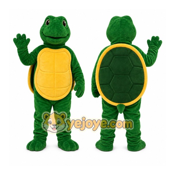 Green Turtle Mascot Costume with Custom Logo