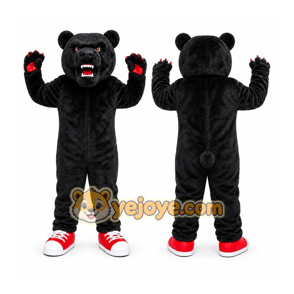 Black Bear Mascot Costume with Custom Logo Black Bear Mascot Costume with Custom Logo