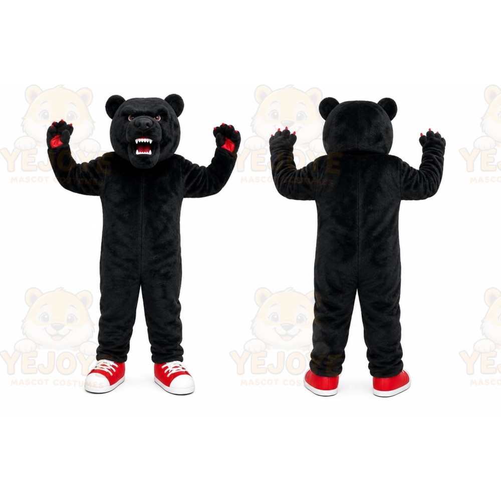 Black Bear Mascot Costume with Custom Logo