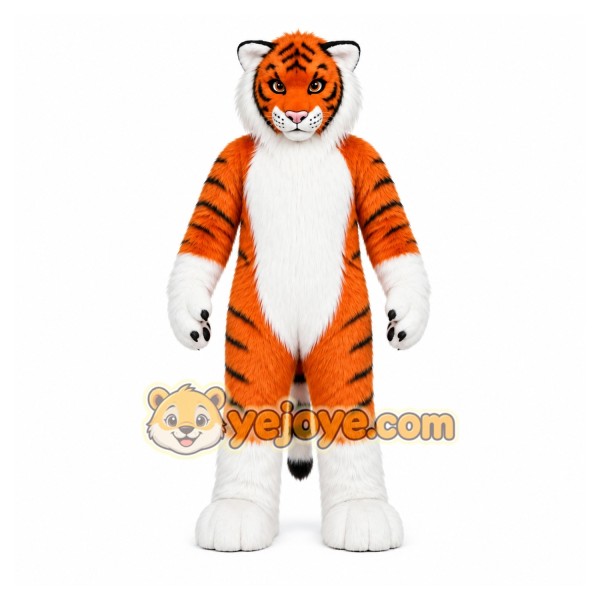 Orange Tiger Mascot Costume with Custom Logo