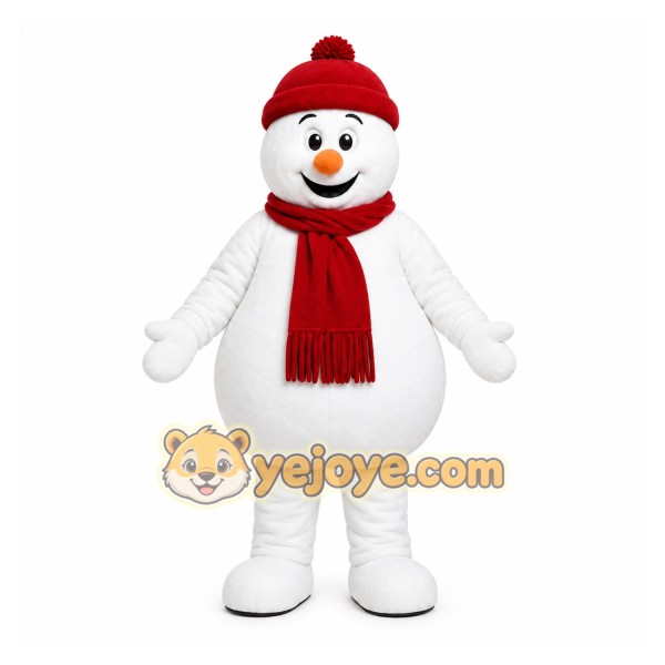White Snowman Mascot Costume with Custom Logo White Snowman Mascot Costume with Custom Logo