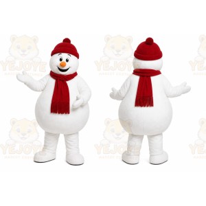 White Snowman Mascot Costume with Custom Logo