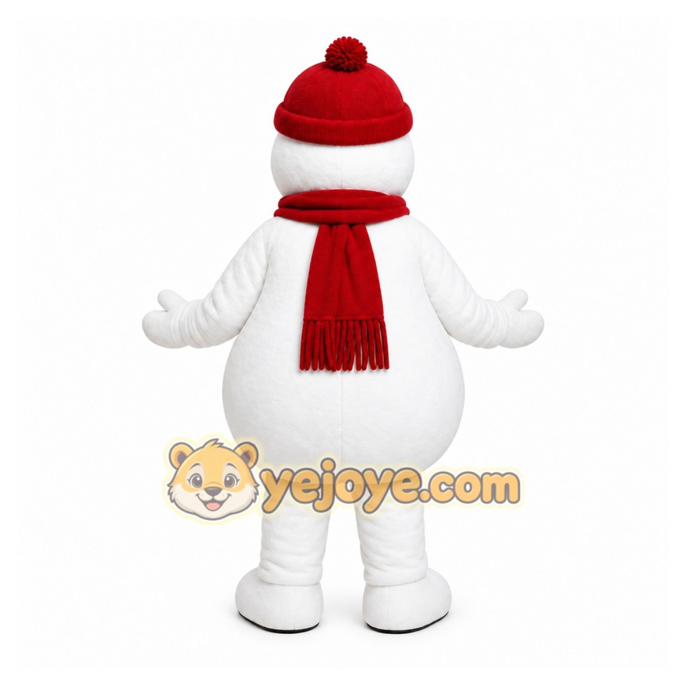 White Snowman Mascot Costume with Custom Logo White Snowman Mascot Costume with Custom Logo