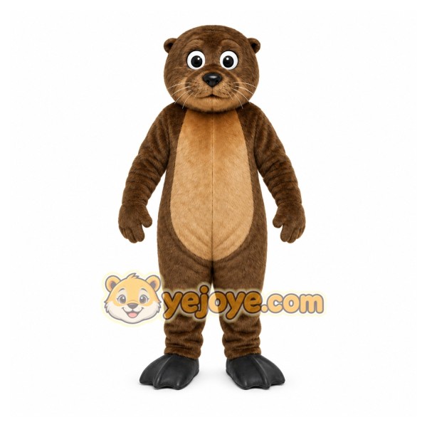 Brown Otter Mascot Costume with Custom Logo