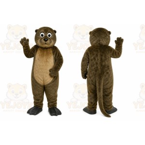 Brown Otter Mascot Costume with Custom Logo