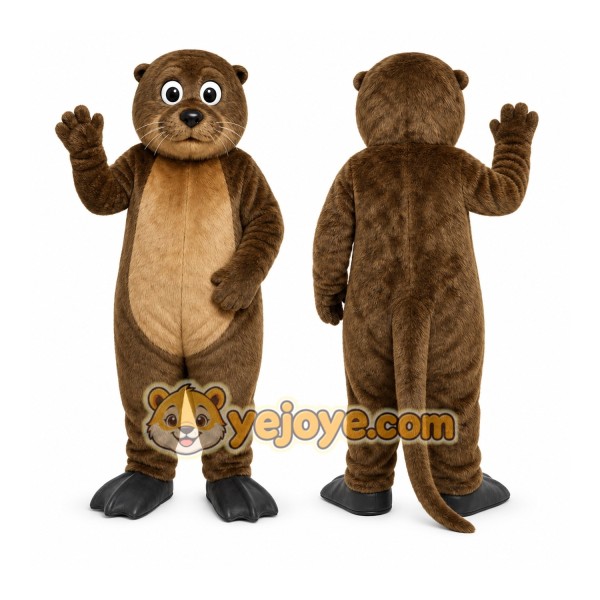 Brown Otter Mascot Costume with Custom Logo