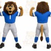 Blue Lion Mascot Costume with Custom Logo