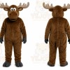 Brown Moose Mascot Costume with Custom Logo