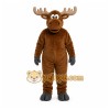 Brown Moose Mascot Costume with Custom Logo