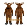 Brown Moose Mascot Costume with Custom Logo