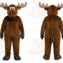 Brown Moose Mascot Costume with Custom Logo