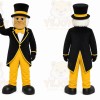 Black Gentleman Mascot Costume with Custom Logo