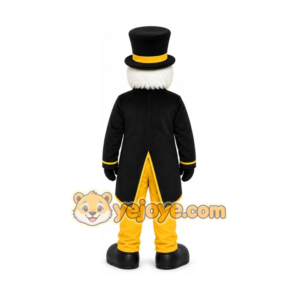 Black Gentleman Mascot Costume with Custom Logo Black Gentleman Mascot Costume with Custom Logo