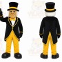 Black Gentleman Mascot Costume with Custom Logo