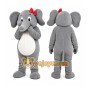 Gray Elephant Mascot Costume with Custom Logo